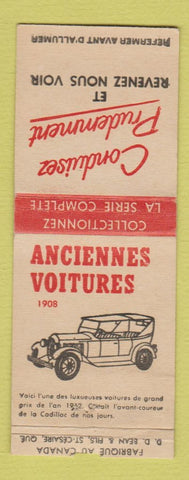 Matchbook Cover - Antique Cars QC DD Bean BOBTAIL