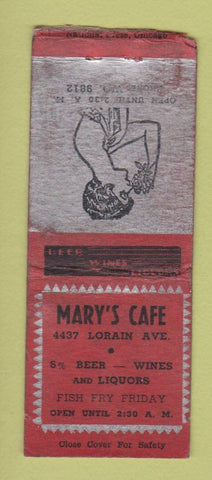 Matchbook Cover - Mary's Cafe Cleveland OH girlie WEAR BOBTAIL
