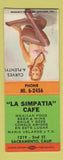Matchbook Cover - La Simpatia Cafe Sacramento CA pinup Mexican BOBTAIL