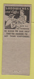 Matchbook Cover - Chauncy Food Shop Boston MA WORN pinup BOBTAIL
