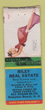 Matchbook Cover - Riley Real Estate Hampton Beach NH pinup WORN BOBTAIL