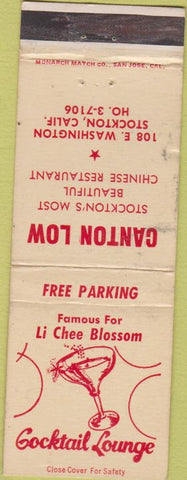 Matchbook Cover - Canton Low Stockton CA Chinese WEAR