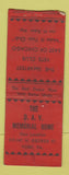 Matchbook Cover - DAV Memorial Home York PA WEAR BOBTAIL