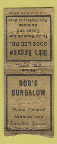 Matchbook Cover - Bob's Bungalow WORN BOBTAIL