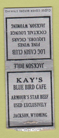 Matchbook Cover - Kay's Blue Bird Cafe Jackson WY WEAR BOBTAIL