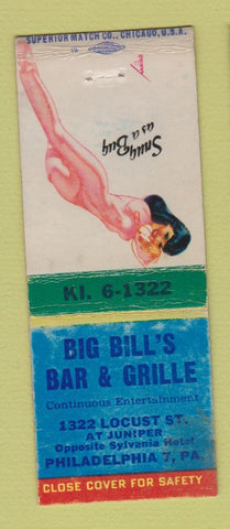 Matchbook Cover - Big Bill's Bar Grille Philadelphia PA WEAR BOBTAIL