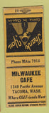 Matchbook Cover - Milwaukee Cafe Tacoma WA WORN BOBTAIL