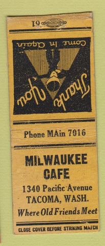 Matchbook Cover - Milwaukee Cafe Tacoma WA WORN BOBTAIL