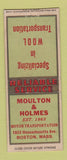 Matchbook Cover - Moulton & Holmes Trucking wool Boston MA WEAR BOBTAIL
