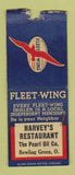 Matchbook Cover Fleet Wing oil gas Harvey's Restaurant Bowling Green OH BOBTAIL