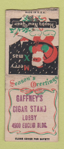 Matchbook Cover - Gaffney's Cigar Stand Cleveland OH Christmas BOBTAIL