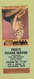 Matchbook Cover - Paul's Texaco oil gas Columbus OH pinup BOBTAIL