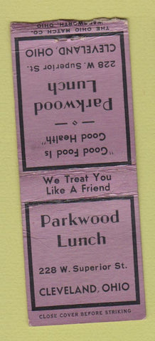 Matchbook Cover - Parkwood Lunch Cleveland OH  BOBTAIL