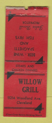 Matchbook Cover - Willow Grill Cleveland OH BOBTAIL