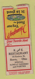 Matchbook Cover - K and E Restaurant Berea OH DQ WEAR BOBTAIL