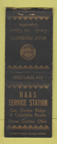 Matchbook Cover - Haas Gulf oil gas Dover Center OH BOBTAIL
