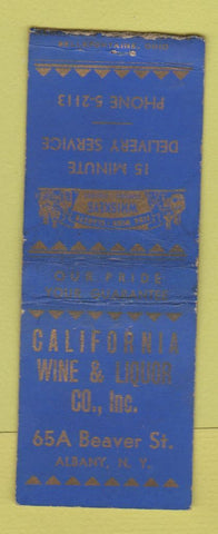 Matchbook Cover - California Wine Liquor Albany NY WEAR BOBTAIL