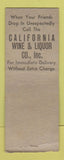 Matchbook Cover - California Wine Liquor Albany NY WEAR BOBTAIL