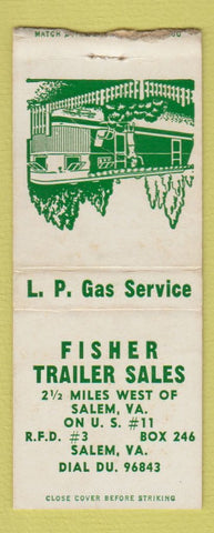 Matchbook Cover - Fisher Trailer Sales Salem VA BOBTAIL