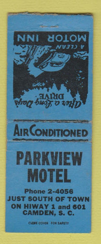Matchbook Cover - Parkview Motel Camden SC BOBTAIL