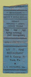 Matchbook Cover - My T Fine Restaurant York PA POOR BOBTAIL