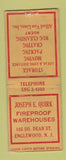 Matchbook Cover - Joseph Quirk Warehouses Englewood NJ WEAR BOBTAIL