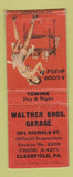 Matchbook Cover - Walther Bros Garage Clearfield PA pinup BOBTAIL
