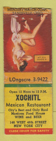 Matchbook Cover - Xochitl Mexican Restaurant New York City pinup WEAR BOBTAIL