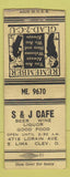 Matchbook Cover - S&J Cafe Cleveland OH BOBTAIL