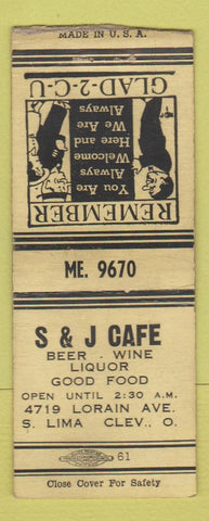 Matchbook Cover - S&J Cafe Cleveland OH BOBTAIL