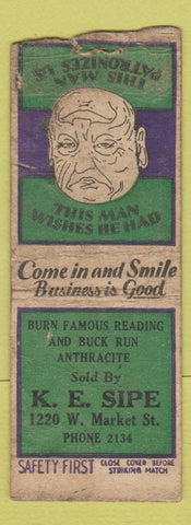 Matchbook Cover - KE Sipe SAFETY FIRST WORN BOBTAIL