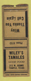 Matchbook Cover - Wiley's Tamales Temple TX BOBTAIL