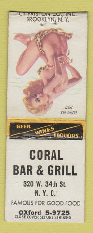 Matchbook Cover - Coral Bar and Grill New York City pinup BOBTAIL