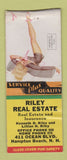 Matchbook Cover - Riley Real Estate Hampton Beach NH pinup WORN BOBTAIL