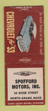 Matchbook Cover - 1953 Chevrolet Spofford Motors North Adams MA BOBTAIL