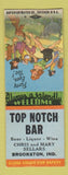 Matchbook Cover - Top Notch Bar Brookston IN hillbilly BOBTAIL