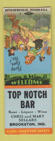 Matchbook Cover - Top Notch Bar Brookston IN hillbilly BOBTAIL