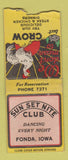 Matchbook Cover - Sun Set Nite Club Fonda IA BOBTAIL