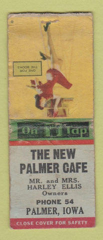 Matchbook Cover - New Palmer Cafe Palmer IA pinup WORN BOBTAIL
