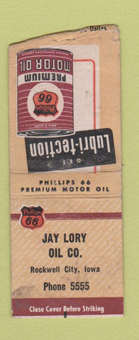 Matchbook Cover - Phillips 66 oil gas Jay Lory Rockwell City IA WORN BOBTAIL