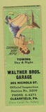 Matchbook Cover - Walther Bros Garage Clearfield PA pinup BOBTAIL