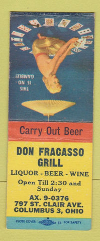 Matchbook Cover - Don Fracasso Grill Columbus OH pinup BOBTAIL