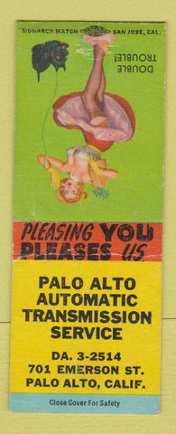 Matchbook Cover - Palo Alto Auto Transmission Service CA pinup BOBTAIL