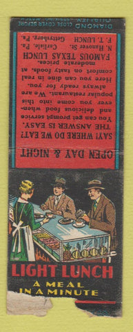 Matchbook Cover - Famous Texas Lunch Carlisle Gettysburg PA DQ BOBTAIL