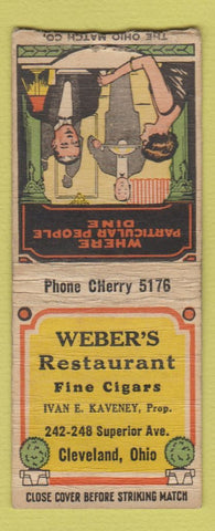Matchbook Cover - Weber's Restaurant Cleveland OH WORN BOBTAIL