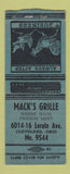 Matchbook Cover - Mack's Grille Cleveland OH BOBTAIL