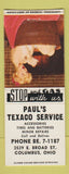 Matchbook Cover - Paul's Texaco oil gas Columbus OH pinup BOBTAIL