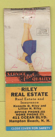Matchbook Cover - Riley Real Estate Hampton Beach NH pinup  BOBTAIL