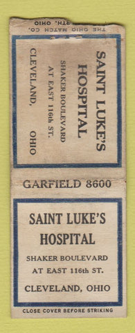 Matchbook Cover - Saint Luke's Hospital Cleveland OH WORN BOBTAIL