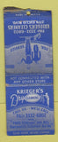 Matchbook Cover - Krieger's Dry Cleaners Cleveland OH BOBTAIL